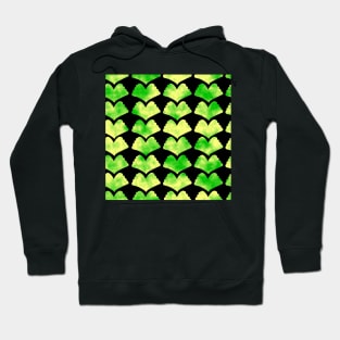 Ginkgo Leaves Green and Yellow on Black 5748 Hoodie